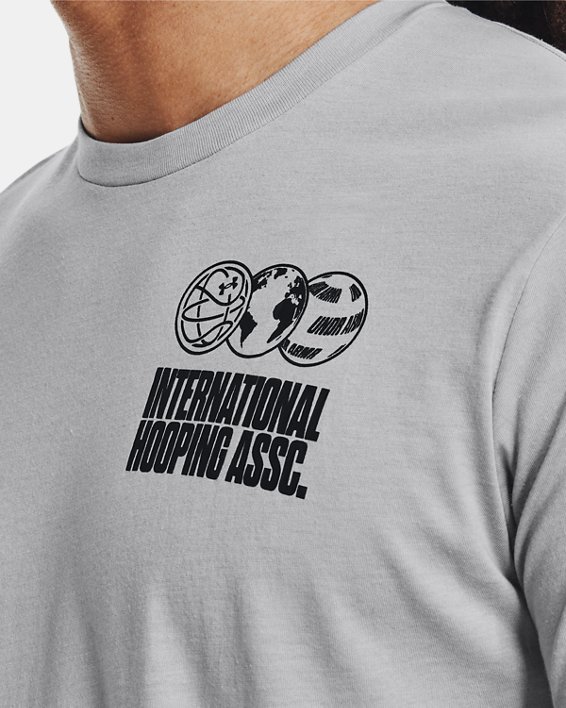 Men's UA International Hoops T-Shirt, Gray, pdpMainDesktop image number 3